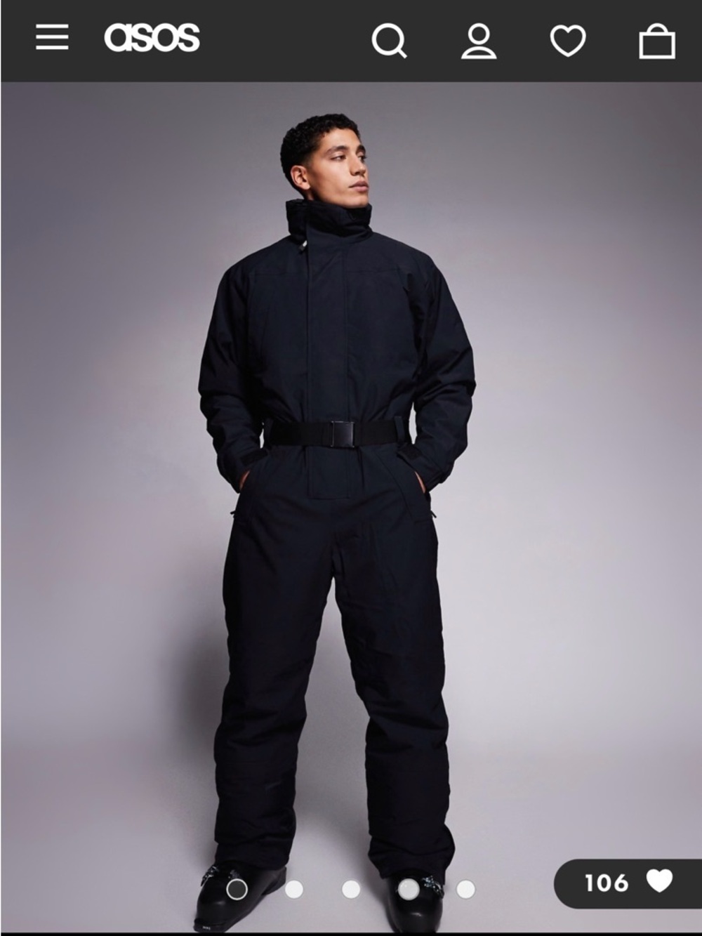 ASOS Black Men's Ski One-Piece Suit with Belt size XL